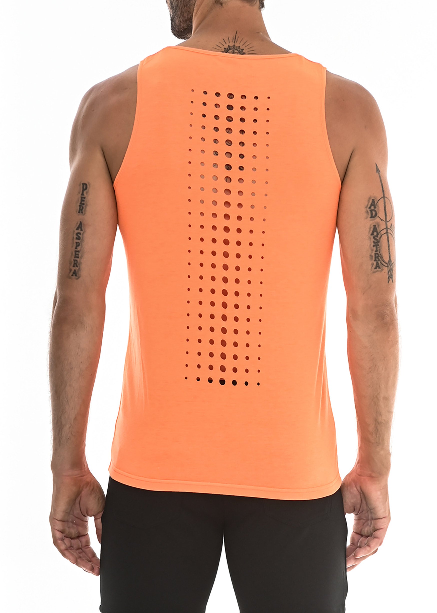 St33le Laser Cut Stretch Jersey Tank Top Neon Yellow